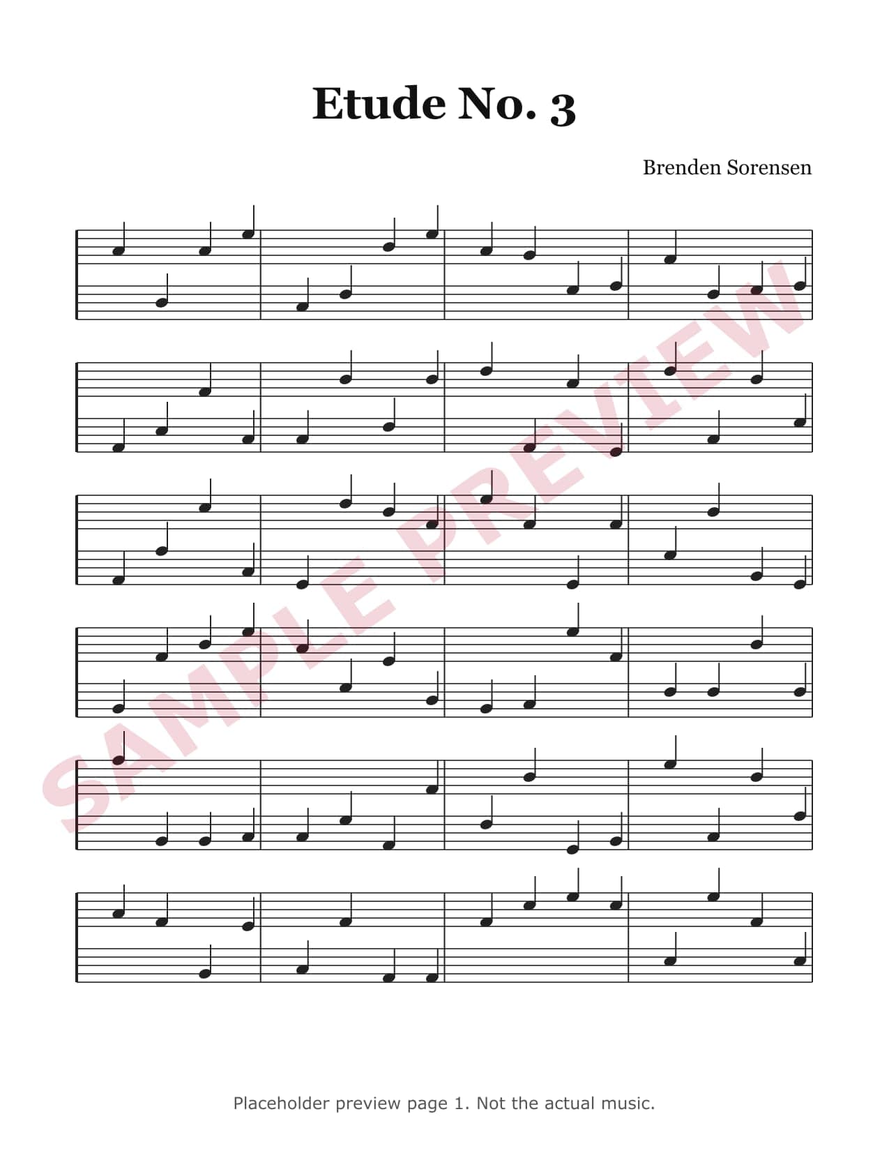 Preview of page 1 of Etude No. 3 (placeholder, not the actual music)