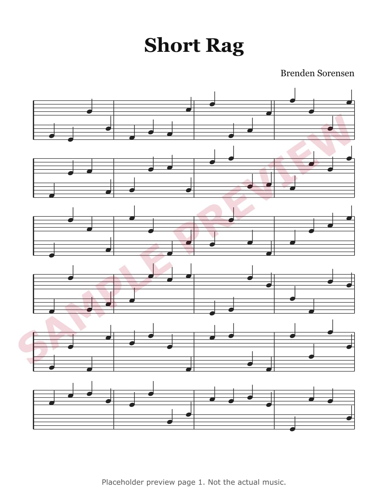 Preview of page 1 of Short Rag (placeholder, not the actual music)