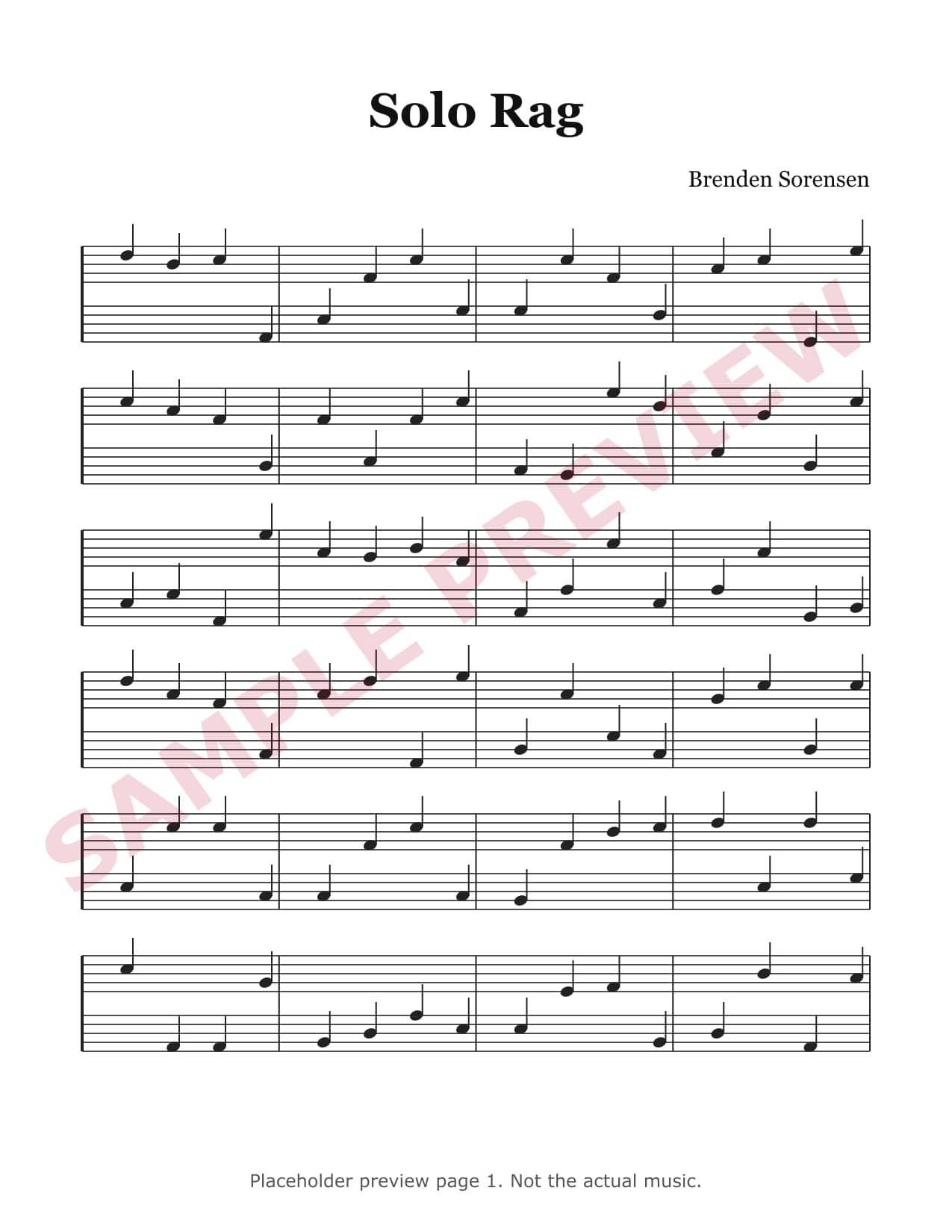 Preview of page 1 of Solo Rag (placeholder, not the actual music)